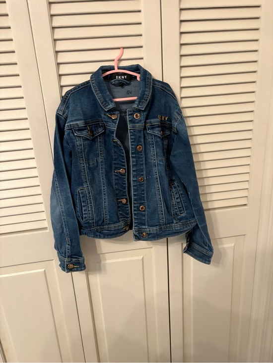 Dkny Other - DKNY Girls Blue Denim Jean Jacket with Gold Sequin Design - SMALL MARKER STAIN